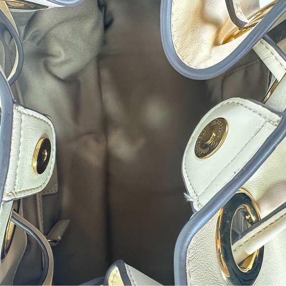 NWT Karl Lagerfeld Cream Desiree Leather Shoulder Crossbody Drawstring Bag - Picture 14 of 16